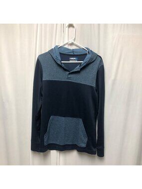 Tony Hawk Mens Hoodie Size Medium Blue Colorblock Pullover Pocket Casual Skater